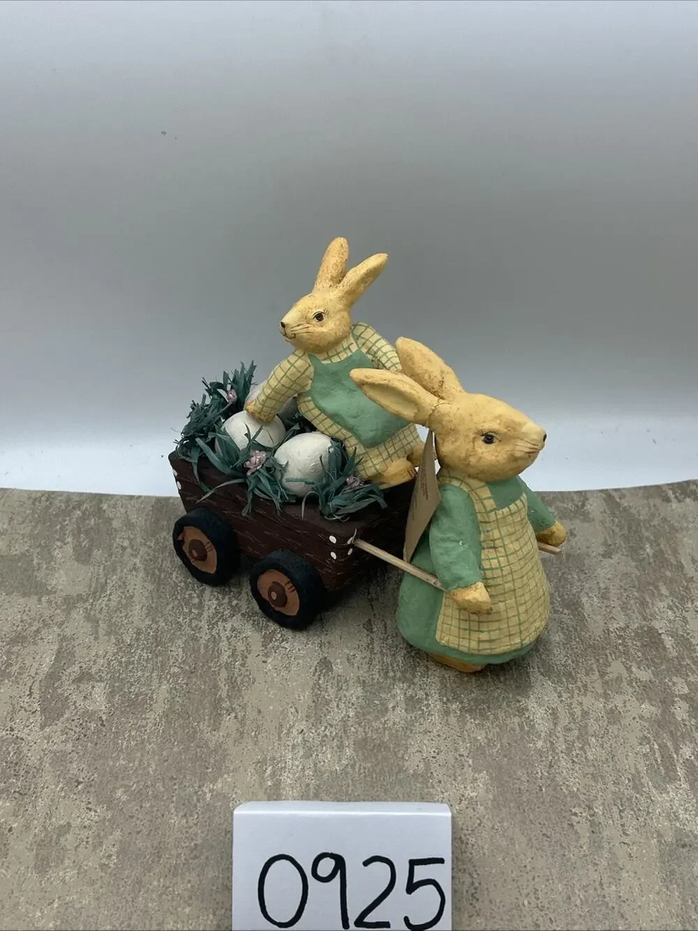 Paper Mache Bunnies With Cart And Eggs Made In Philippines